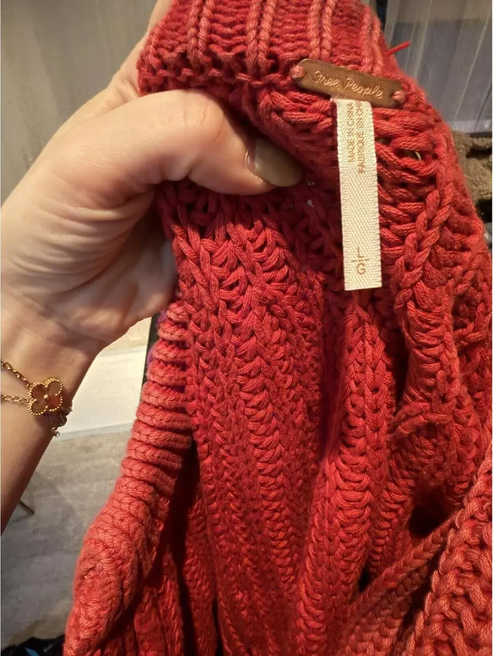 NWOT Free People Cotton Sweet Nothing Chunky Cardigan Sweater Rose Pink cozy L